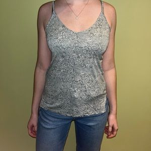 Old Navy green floral v-neck tank top